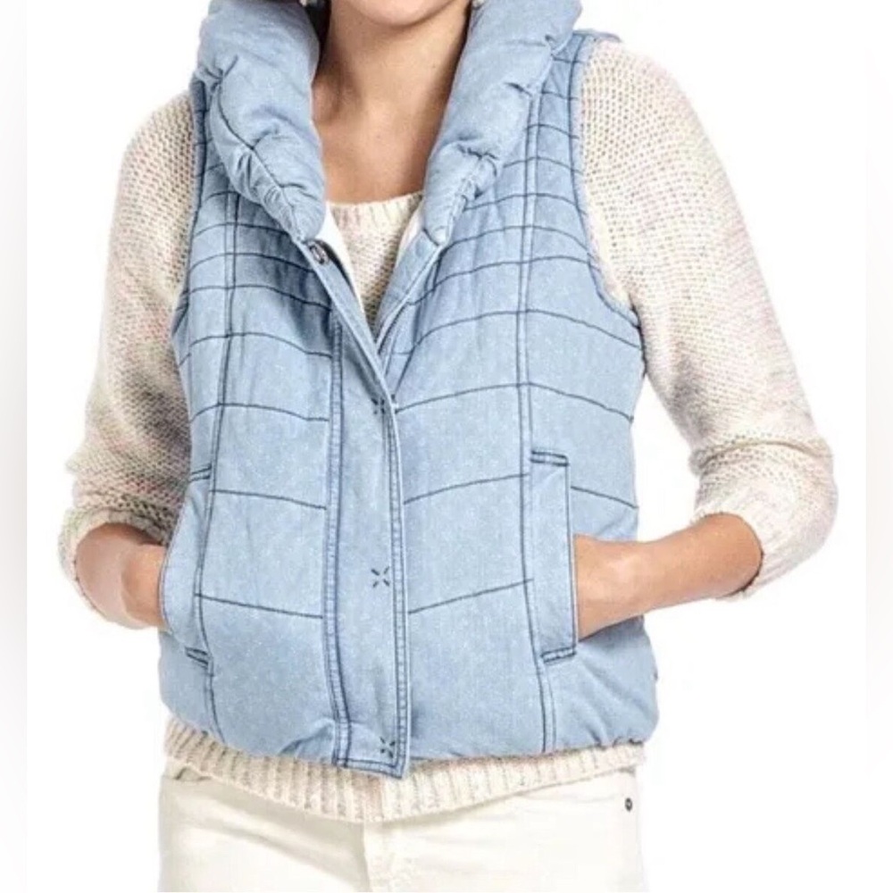 Anthropologie Chambray Puffer Vest